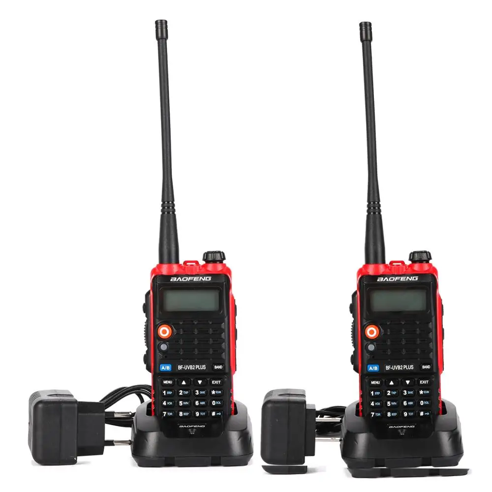 Red 2 шт. Baofeng BF-UVB2 Plus 8 Вт Высокая мощность 7,4 В 4800 мАч литий-ионный аккумулятор светодиодный двухсторонняя рация Двухдиапазонная UVB2 с наушником - Цвет: Red