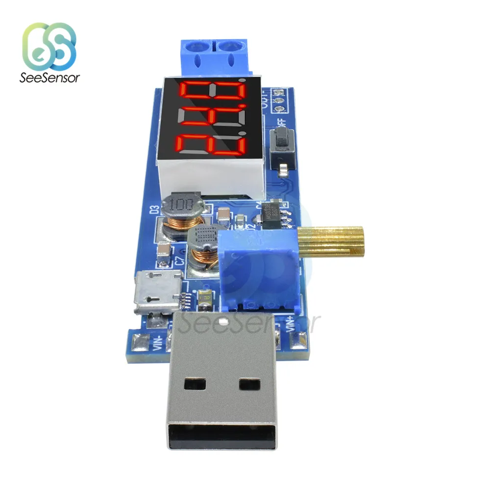 Регулируемый понижающий преобразователь питания с Micro USB 5 В до 1 2-24 светодиодный