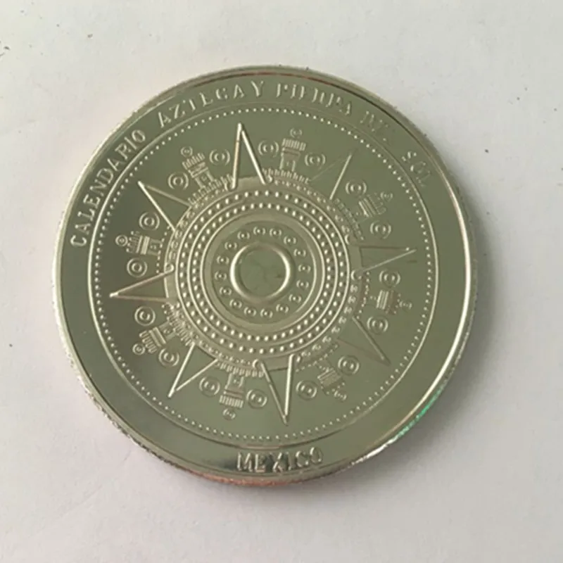 

10 pcs The Mayan Calendar Aztec badge silver plated badge SOL 40 mm souvenir Home collectible decoration coin