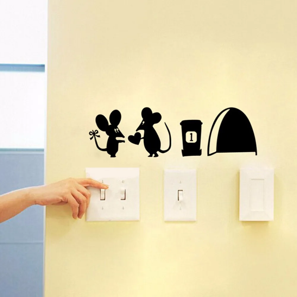 

1PC cartoon 3D Funny mice rat hole Wallpaper stickers Mouse hole wall stickers bedroom living roomwall Decals