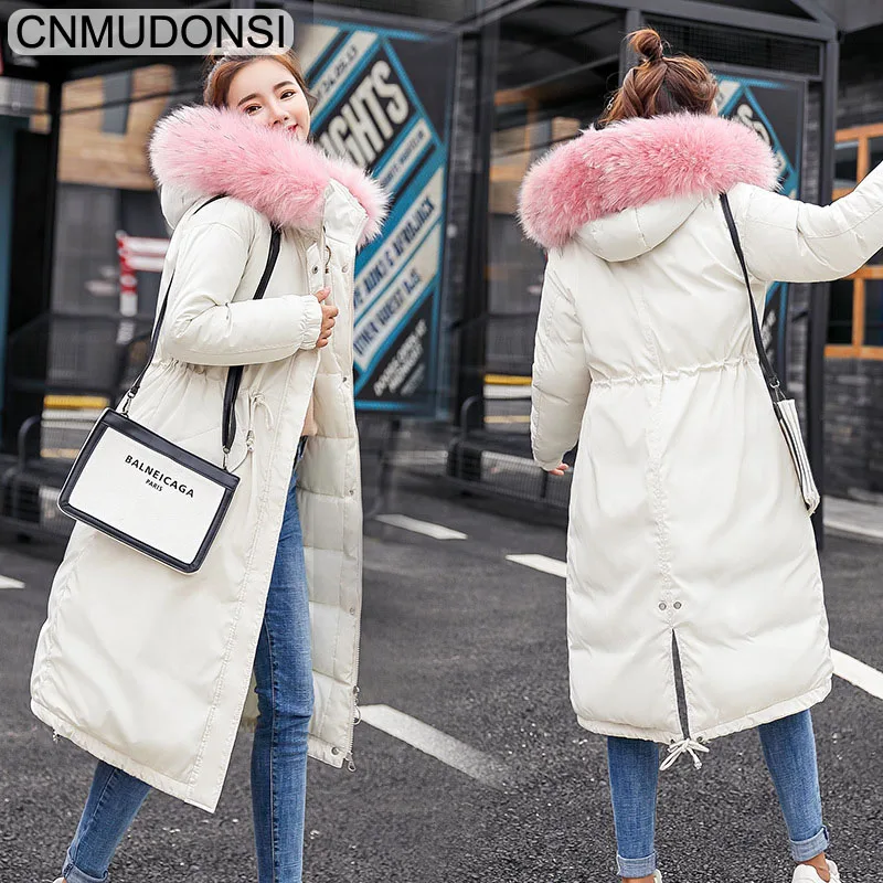 cx9069859WhiteFM Зимнее женское пальто Повседневная Длинная зимняя куртка Casaco женское Inverno плюс размер женские куртки теплая меховая толстая верхняя одежда парка - Цвет: cx9069859WhiteFM