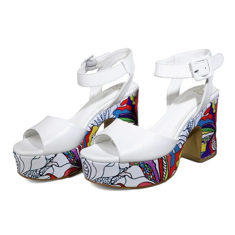 Платформа Натуральная Кожа Женская обувь женщина сандалии peep toe Красивая
