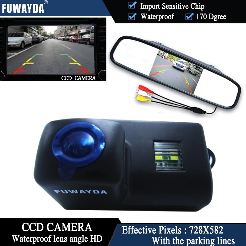 

FUWAYDA Parking Sensor 4.3"Car Rear View Mirror Monitor And CcdCamera for Peugeot 206 207 306 307 308 406 407 5008 Partner Tepee