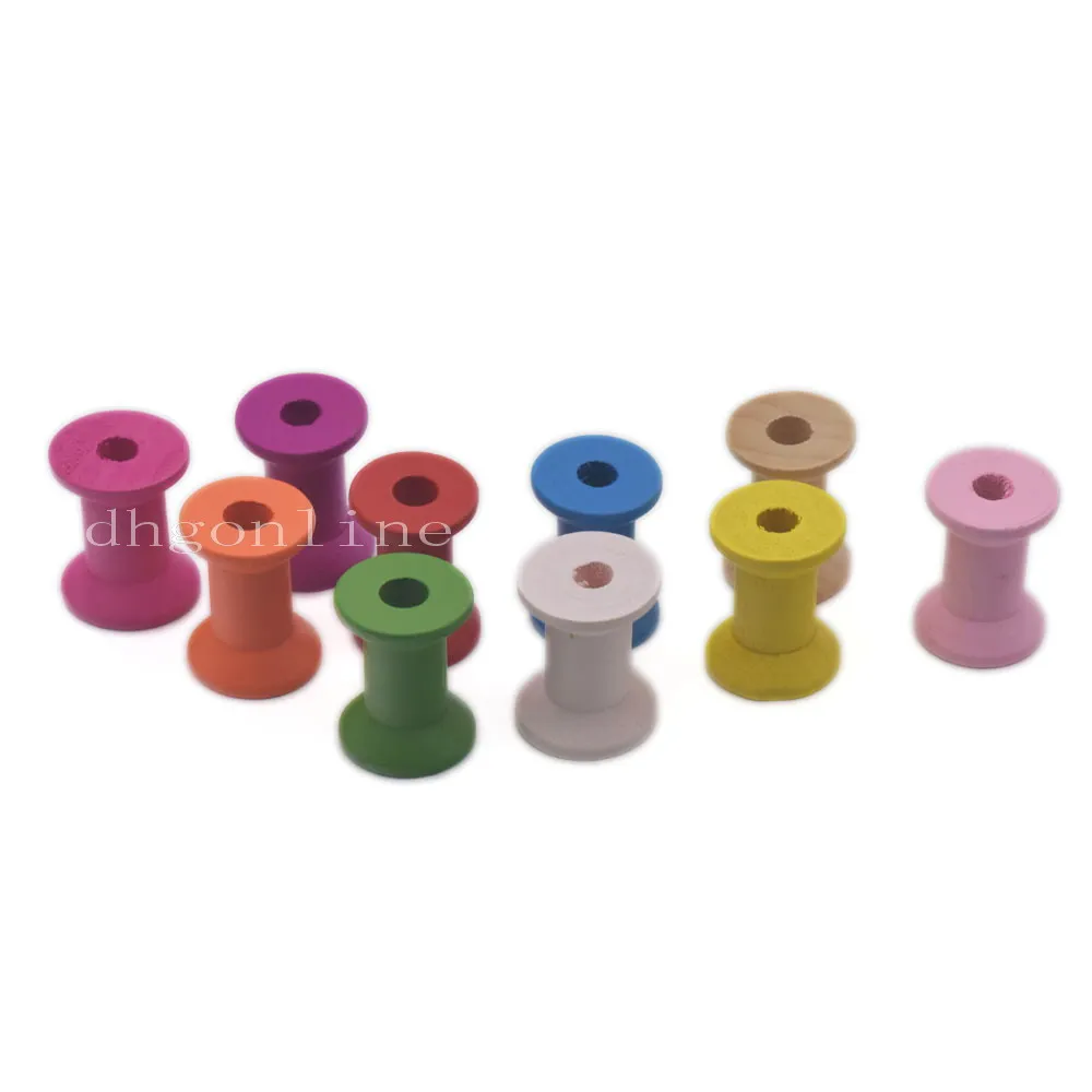 20 Pcs 16x14mm Wooden Empty Bobbin Spool CraftThread Wire Lace Line Sewing Round Mixed Color | Дом и сад