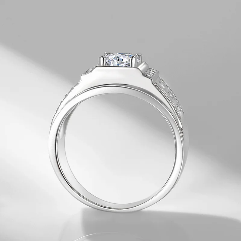 1.25ct карат Cz мужские кольца мужские серебряные обручальные кольца 7 мм огромный камень модные ювелирные изделия Прямая
