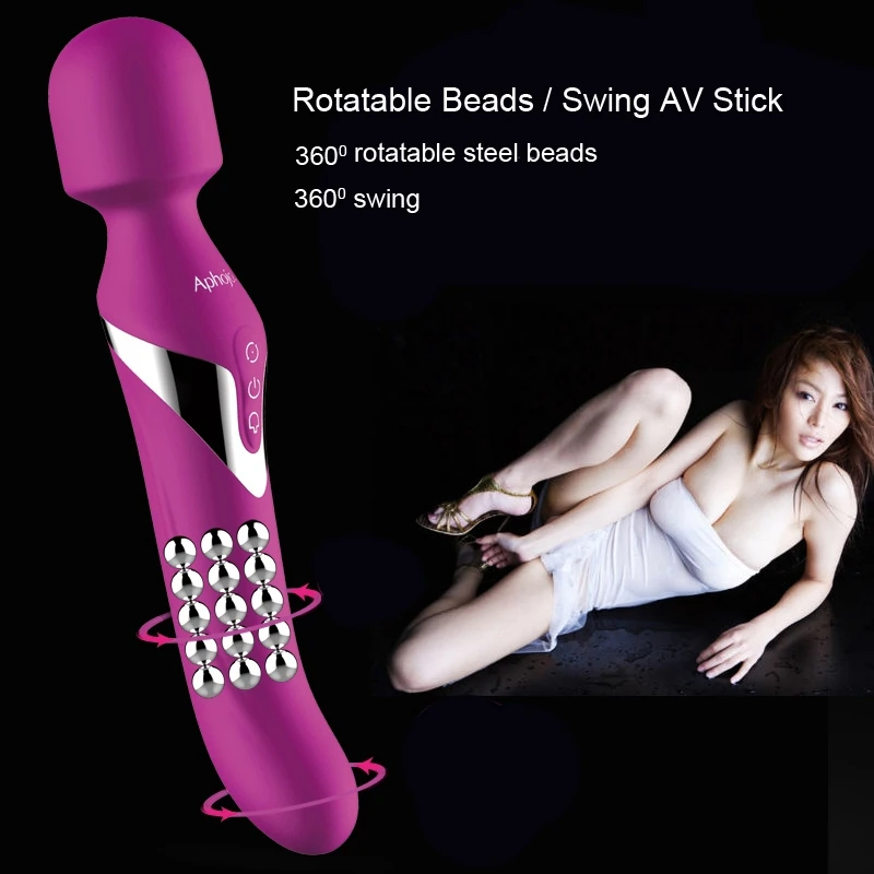 Aphojoy Dual Penetrations Magic Wand USB Rechargeable Silicone Waterproof 360 Degree Rotation Beads Sex Vibrator for Women | Красота и