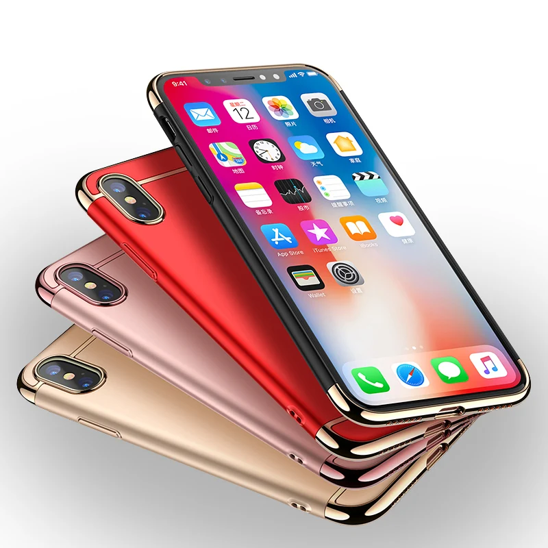 3 в 1 Жесткий ПК для Iphone X 8 7 Plus 6 S плюс крышка три этапа Роскошные защитная |