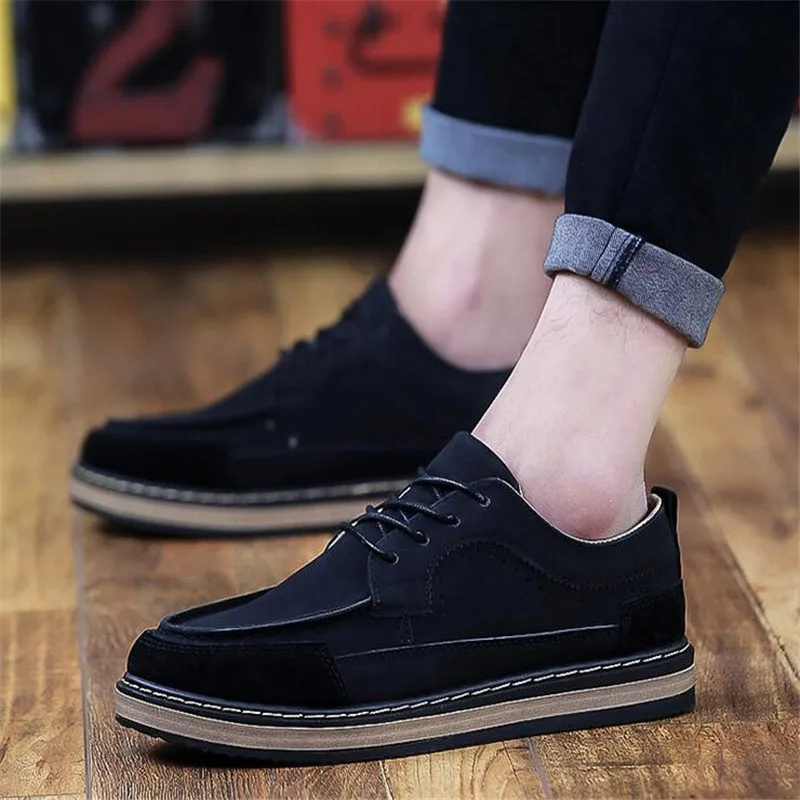 2017 Новый Бренд Минималистский Дизайн 100% Подлинная Замши Мужские Досуг Плоским