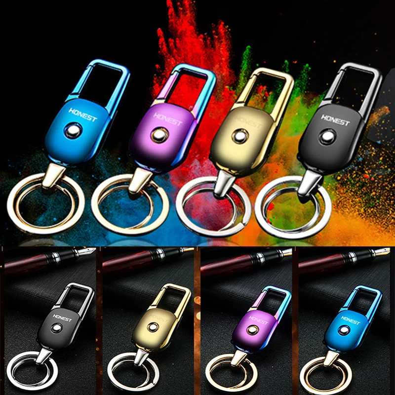 Car Styling Upscale Keychain for Alfa Romeo 155 156 Audi A3 A4 Dodge Challenger Ford Key Chain Led Light Keyring Pendant Gift | Автомобили