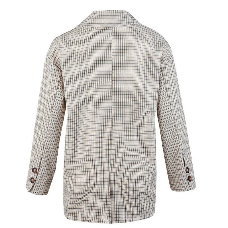 

2019 Women Sexy Long Sleeve Plaid Jackets Coat Button Down Blazer Fall Autumn Winter Warm OL Dress Coat Jacket Blazer Outwear