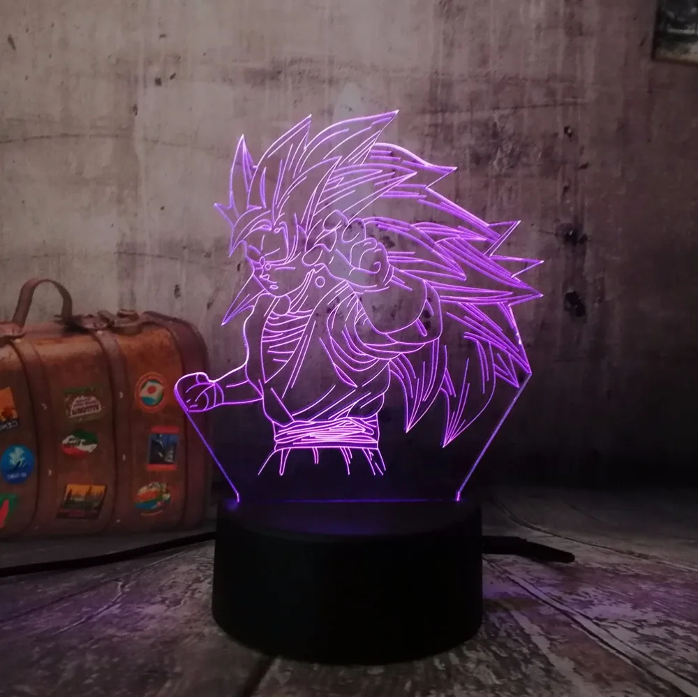 Рождественский подарок Жемчуг дракона Супер Saiyan обезьяна Сон Гоку 3D настольная лампа Luminaria светодиодные ночники освещение иллюзия Лампа подарок