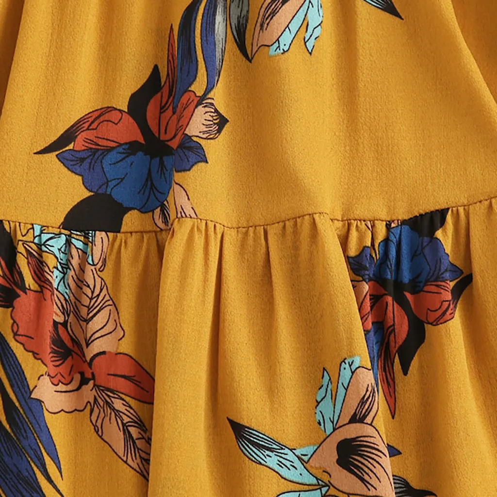 Женское пляжное платье с высокой талией Boho повседневное мини v образным вырезом и