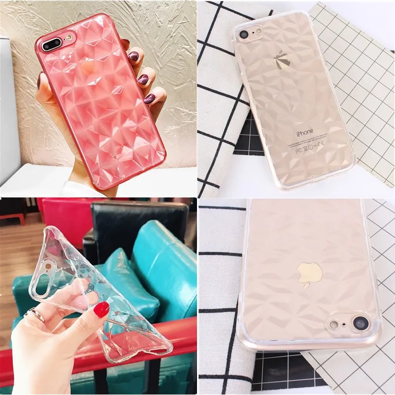Soft Clear Silicon Phone Fundas for iphone 6S Case 3D Texture Glasses Women Back Cacarsa Coque 7plus 8plus 7 8 X XS |