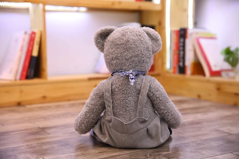 1 шт. Вт, 30 Вт, 40 см милый Серый пара медведя плюшевые игрушки kawaii платье на бретелях, плюшевый медведь, мягкие игрушки Для детей подарки на день рождения куклы