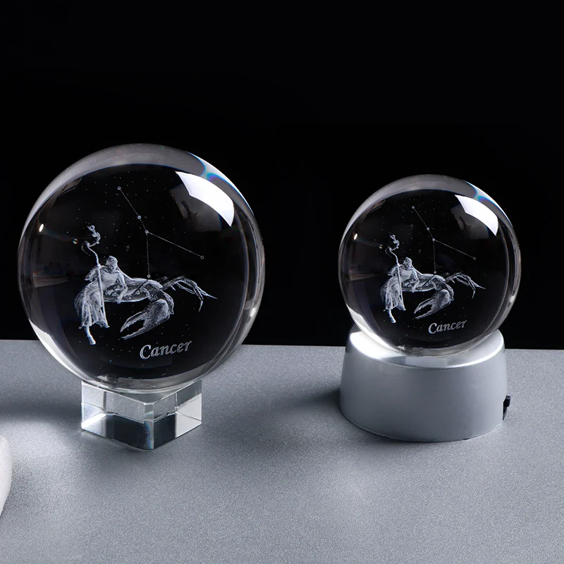 Миниатюрные раковые шары зодиаки K9 искусственный кристалл 3D лазерная гравировка