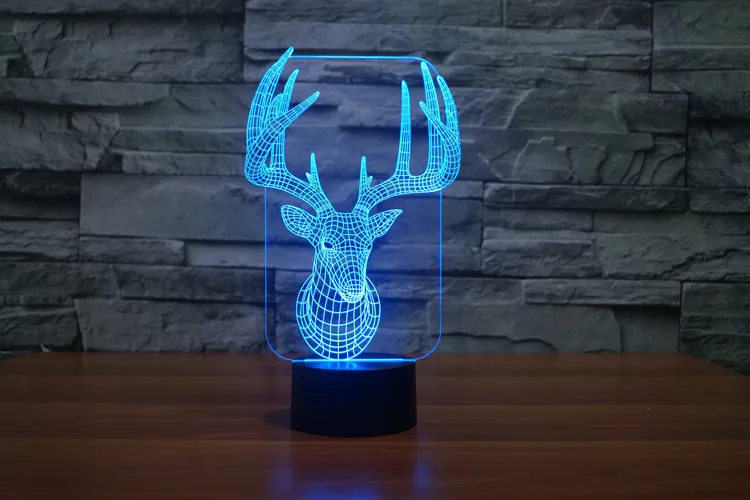 3D wapiti олень Рождественский подарок ребенок USB LED украшение ночник Светодиодная