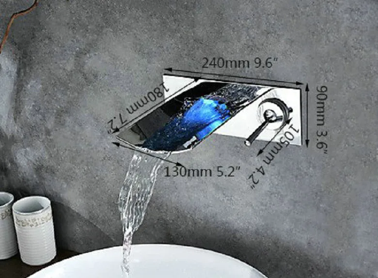 Бесплатная доставка настенный светодиодный кран для ванной комнаты с одной