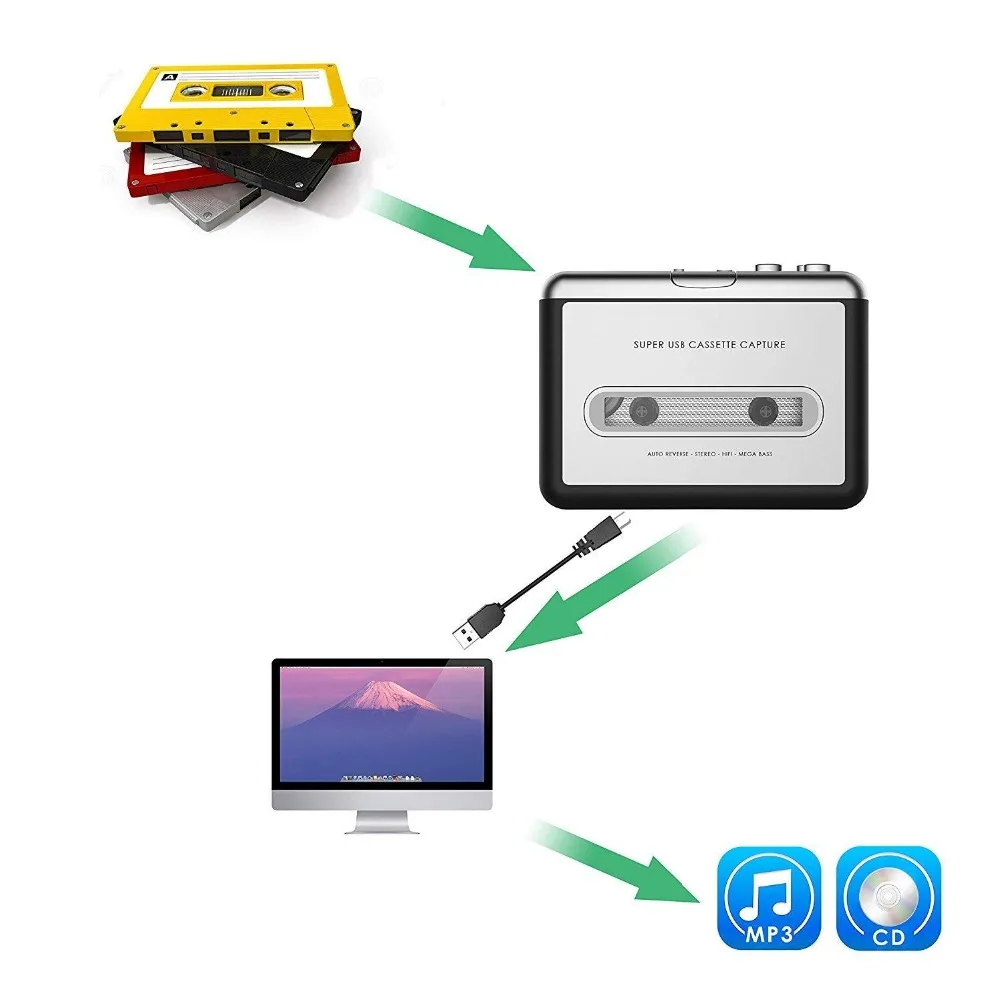 Кассета плеер Кассетная лента в MP3 CD конвертер через USB портативный кассета