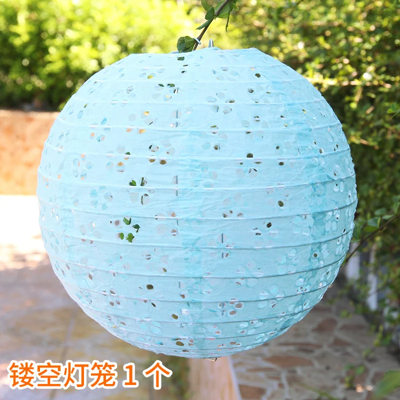 20 см 25 см 30 см 40 см выдалбливают китайский круглый бумажный фонарь lampion Рождество Хэллоуин Свадьба Вечеринка домашний сад украшения - Цвет: Синий