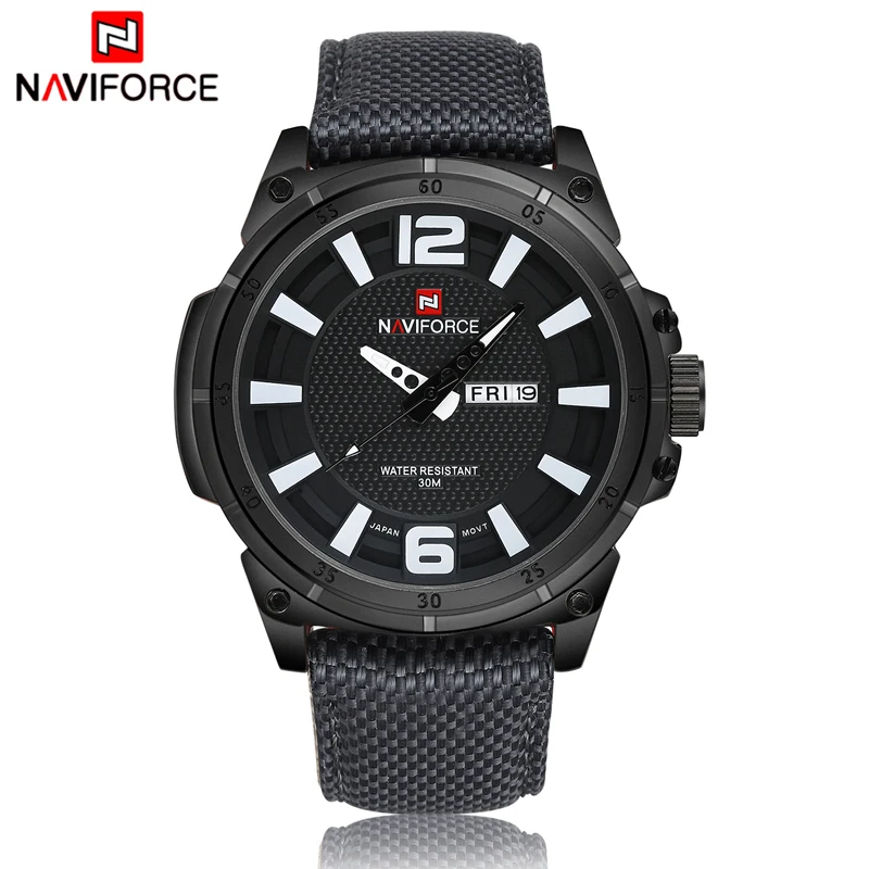 NAVIFORCE Mens Watches Top Brand Luxury Men Fashion Business Quartz Watch Male Nylon Strap Wristwatch with Date and Week Display
