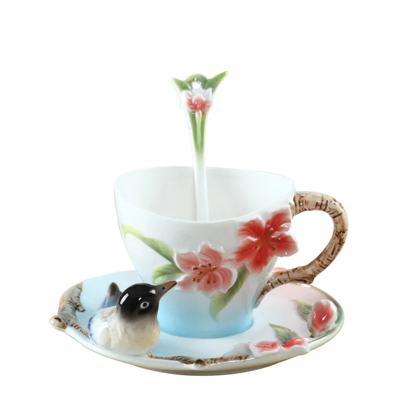 3D Цвет эмаль сорока чашку кофе костяного фарфора чай с молоком творческий набор