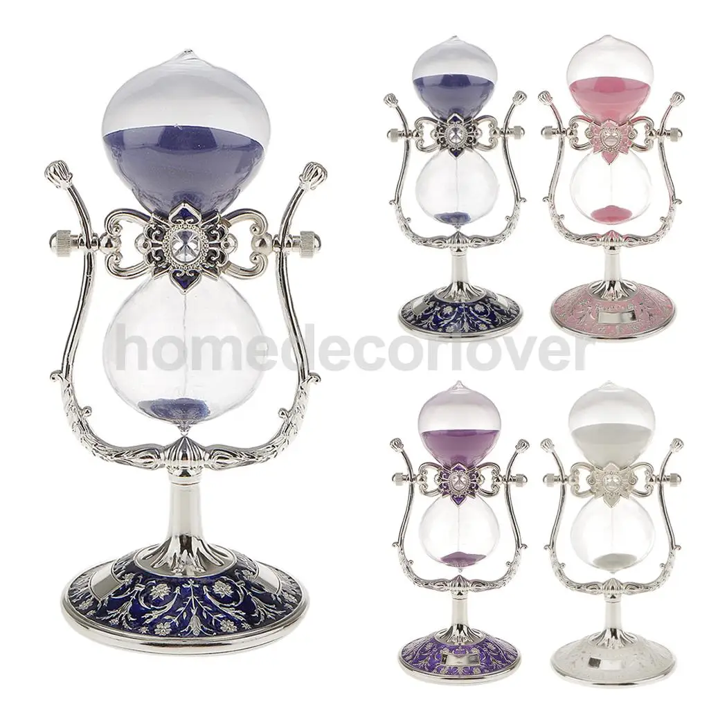 

Rotatable Sandglass Hourglass Timer Clock With Stand Home Office Decoration