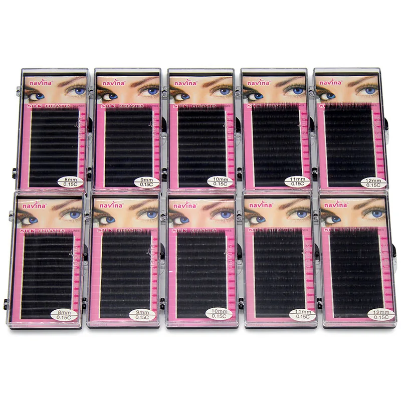 

Navina 10cases Professional Individual Mink Eyelash Extension Faux Silk Eyelashes Artificial Makeup Fake False Eye Lashes Cilia