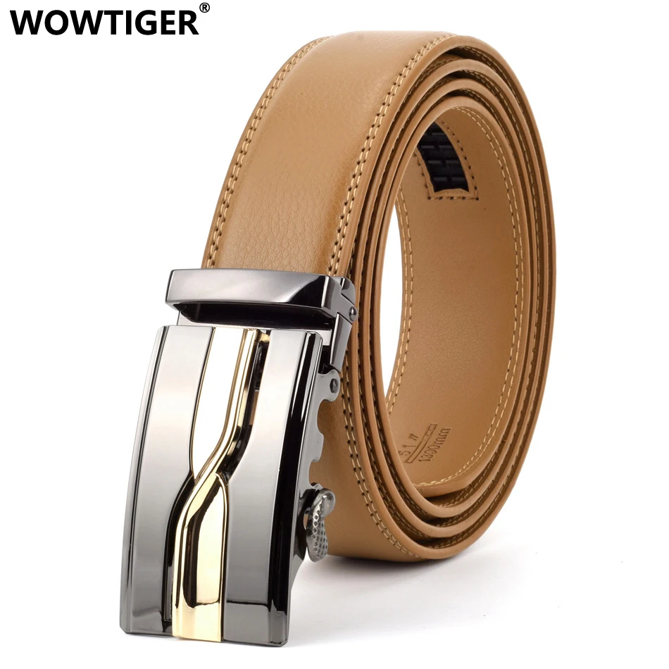 Мужской ремень из натуральной кожи WOWTIGER дизайнерский с автоматической пряжкой 3 5
