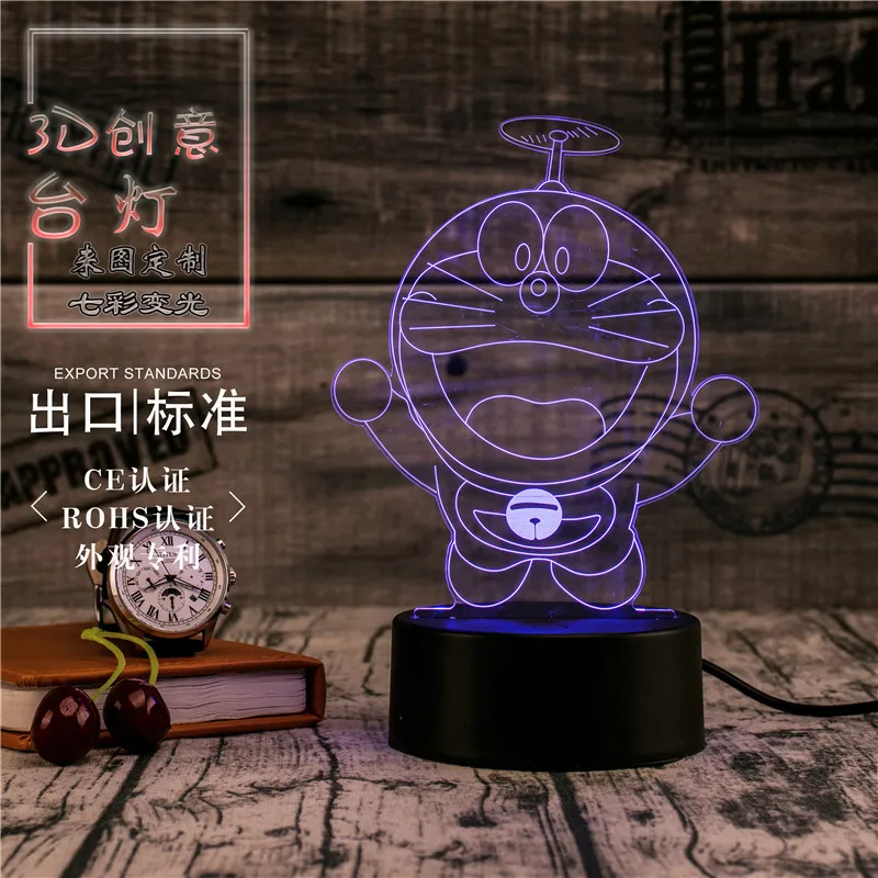 3D светодиодное освещение креативный подарок ночник настольная лампа Doraemon