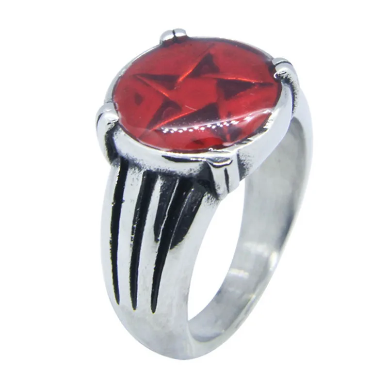 Support Dropship Newest Red Pentagram Ring 316L Stainless Steel Jewelry Band Party Hot Selling | Украшения и аксессуары
