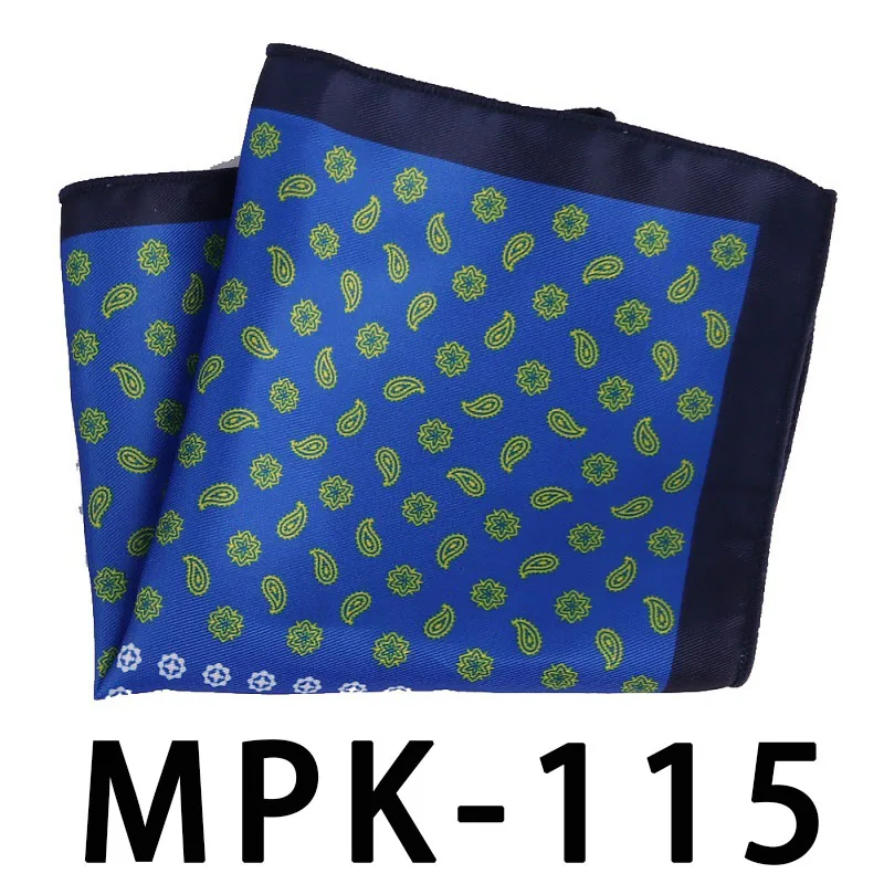 MPK-115 YISHLINE отличительный мужской носовой платок Карманный квадратный шелковый человек в горошек Пейсли мужские нагрудные платки свадебные праздничные аксессуары на подарок - Цвет: MPK-115
