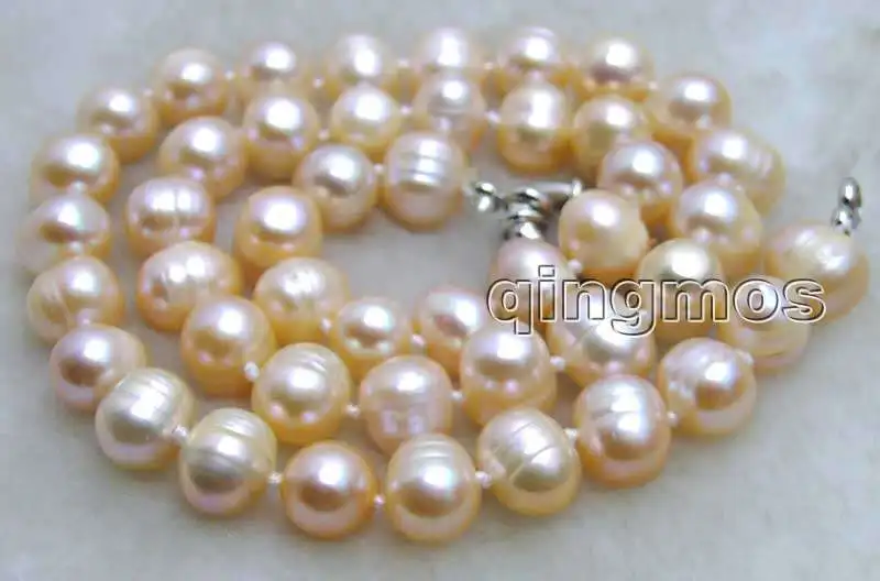 

SALE Big 8 to 9MM Pink Natural Freshwater PEARL 17" NECKLACE -nec5840 Free shipping Wholesale/retail
