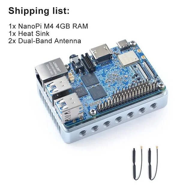 Bundle 4 NanoPi M4 2 ГБ/4 ГБ DDR3 Rockchip RK3399 SoC 2,4G и 5G двухдиапазонный WiFi, Поддержка Android 8,1 Ubuntu, AI и глубокого обучения - Цвет: Bundle 4