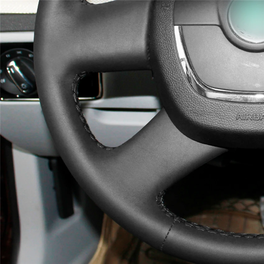 MEWANT черный чехол рулевого колеса автомобиля ручной работы из натуральной кожи