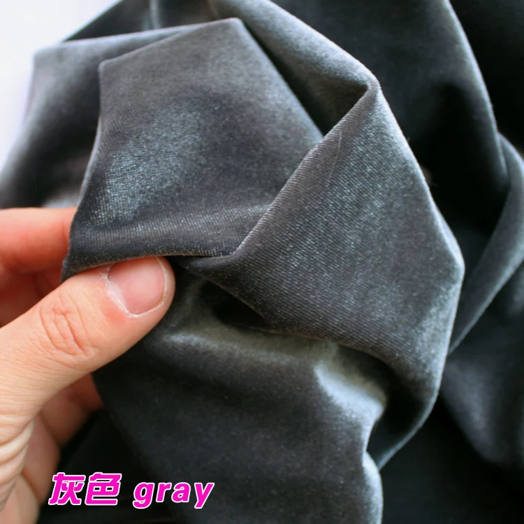 Серый шелк бархатная ткань велюровая модная вечерняя одежда спортивная