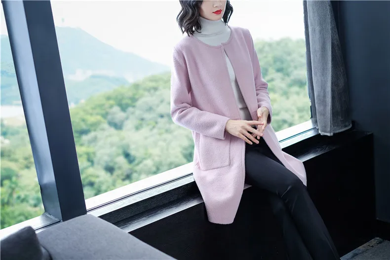 XJXKS abrigos mujer invierno новые модные простые женские шерстяные пальто шерстяное вязаное повседневное женское пальто-кардиган