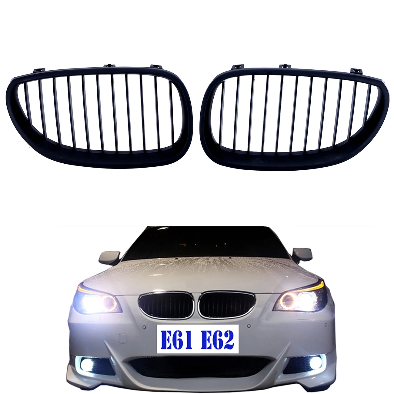 1 пара автомобильный гриль гонки решетка матовый черный глянец для BMW 5 серии E60 E61