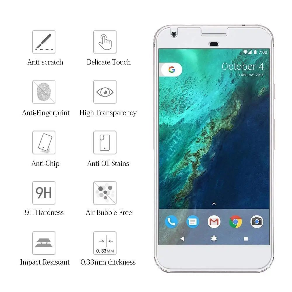 PORTEFEUILLE New 9H Hardness Premium Tempered Glass For Google Pixel 2 XL Ultra Clear Screen Protector 6p nexus |
