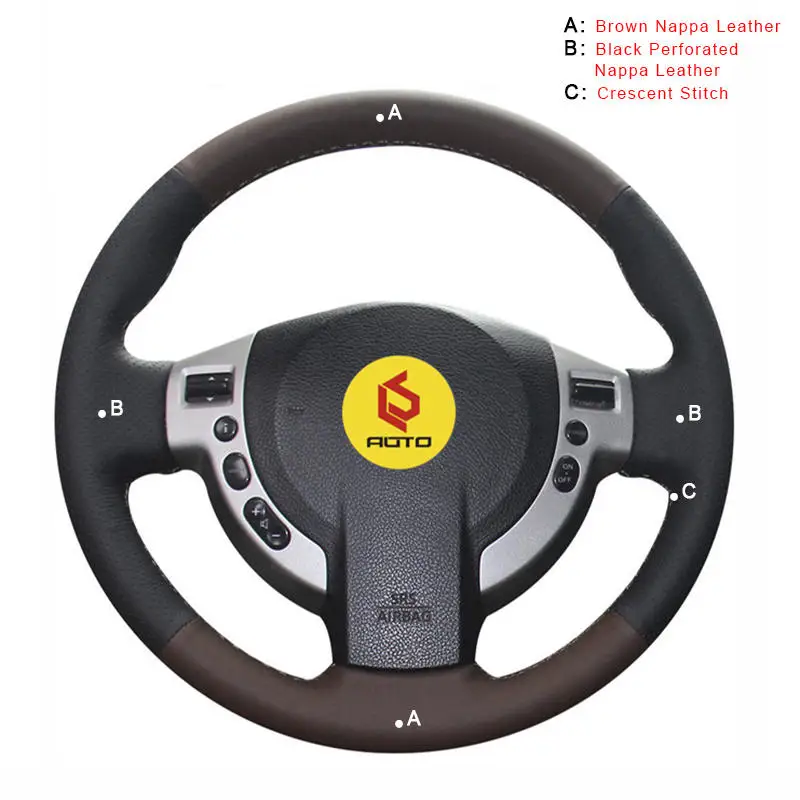 Nappa Leather Автомобильная Оплетка на руль для Nissan Qashqai 2007-2013 Rogue 2008-2013 X-Trail 2008-2013 NV200 2010- Sentra Auto - Название цвета: Nappa Leather