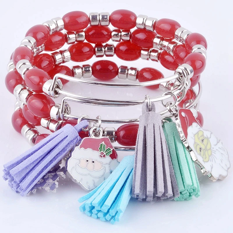 Горячая расширяемая Регулируемая проволока обернуть акриловые бусины браслет