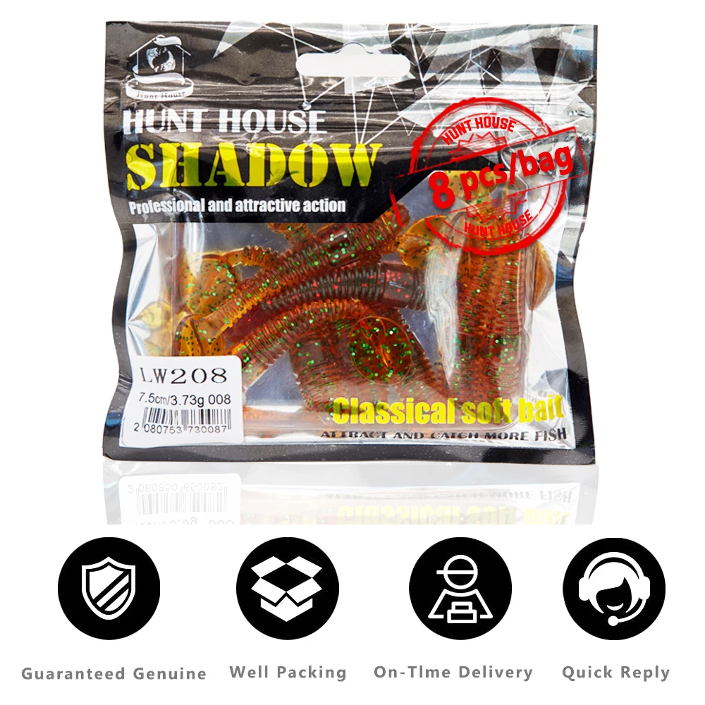 

HUNTHOUSE 7.5cm 3.73g 8 pcs/lot rubber lure Fishing Lure Baits Wobblers Pesca for fishing bass