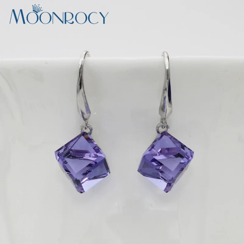 Женские серьги Крючки MOONROCY серебристые синие розовые фиолетовые цветные с