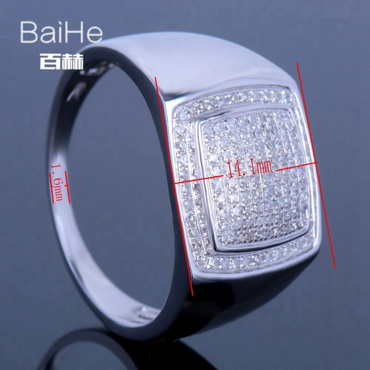 BAIHE Solid 14 K белое золото(AU585) 0.45CT сертифицированные H/SI круглые ограненные настоящие бриллианты свадебные мужские модные ювелирные изделия кольцо