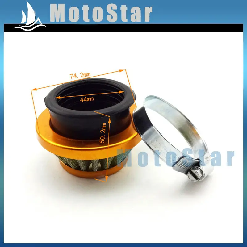 Золотой 44 мм воздушный фильтр + адаптер стека для 2 тактного 33cc 43cc 49cc двигателя с