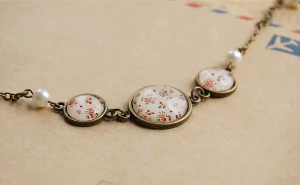 Винтажный цветочный принт искусственный жемчуг браслет ручной работы ювелирные