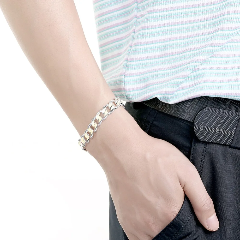 Color Separation Sideways Lobster Clasp Bracelet Silver Fashion Circle Charms Bracelets &amp Bangle Men Women Accessories Gifts | Украшения