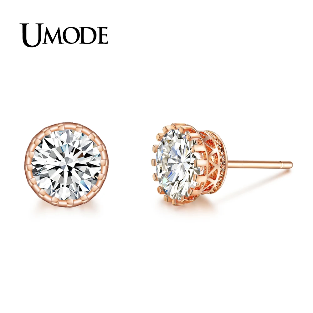 UMODE брендовые модные серьги гвоздики с фианитами для женщин трендовые Свадебные