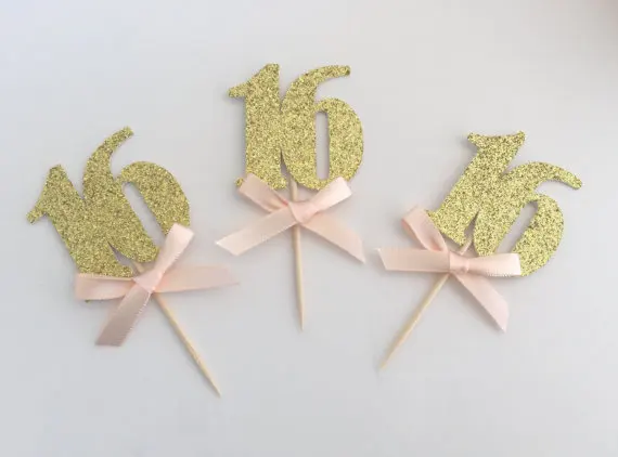 Индивидуальный номер блестящие сладкие 16th кекс Toppers baby свадебный душ День