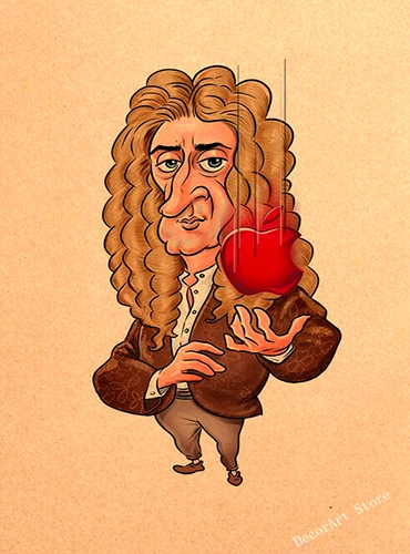 Cartoon Physicist Isaac Newton Canvas Painting Vintage Wall Picture Kraft Poster Coated Stickers Home Decoration Kids Gift | Дом и сад
