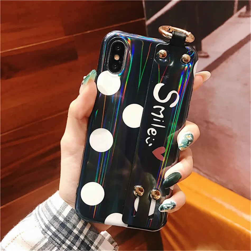 Роскошный Глянцевый браслет мягкий чехол Чехлы для телефона iPhone 6 S 7 8 Plus X XR XS Max